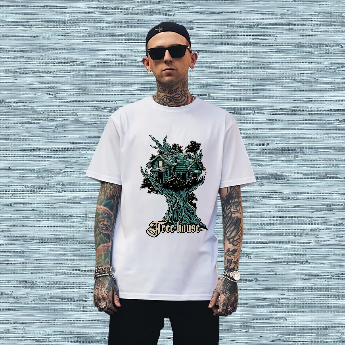 Comfortable tree T Shirts Men Sport Tshirt for Man Woman 230g Pure Cotton Free Shipping Crew Neck Custom Printed Wear