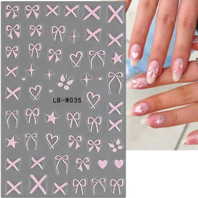 Lasting Miniature Carving French Bow No Deformation Nail Art StickersXJ240814