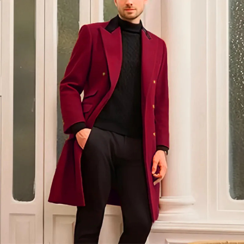 Fall and Winter Mens Coat Warm with Lining X-Long Double Breasted Trench Gentlemans Jacket Multi-Pockets Mens Eu Size M-XXL 240815