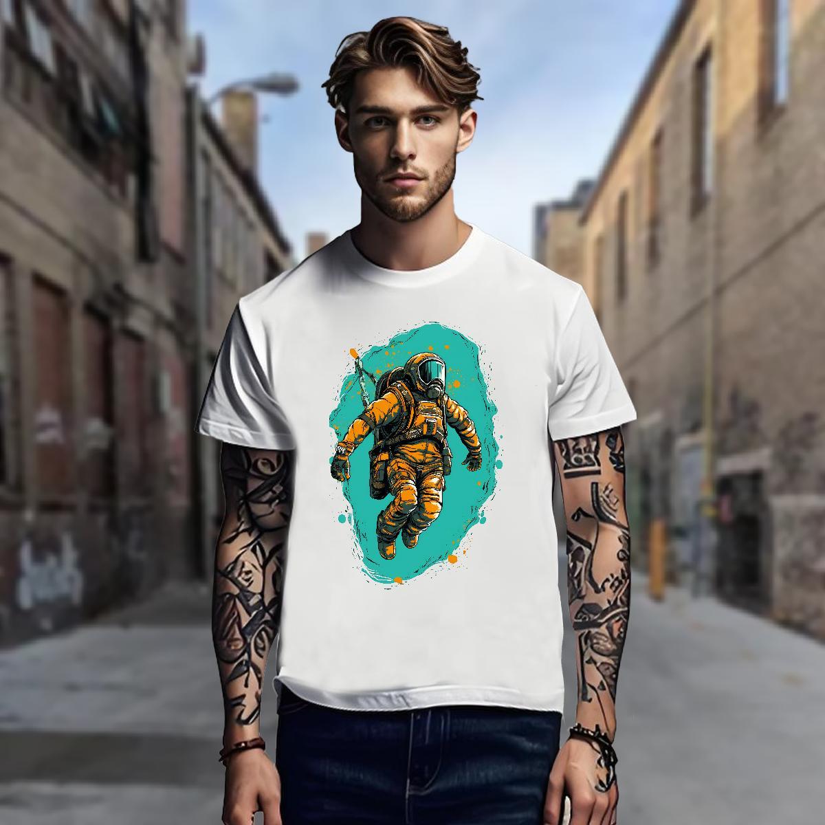 T Shirt For Man 230g Cotton universe Spring Summer Breathable Crew Neck Graphic Tshirts Fashion Popular Tops