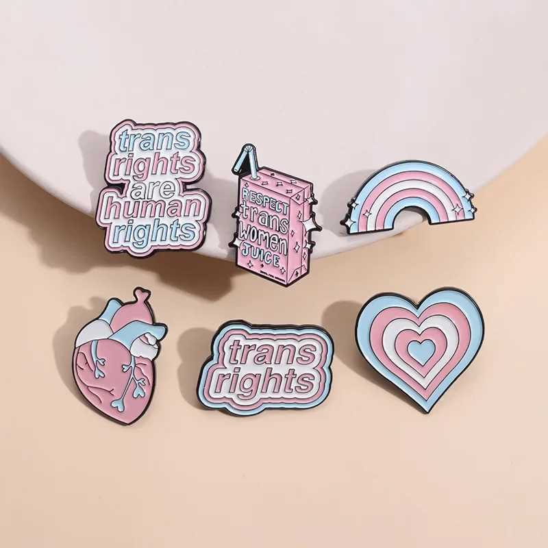 Trans Rights Are Human Rights Brooch Collar Badge Transgender LGBT Enamel Pin Gay Bisexual Clothing Jewelry Gift W240815