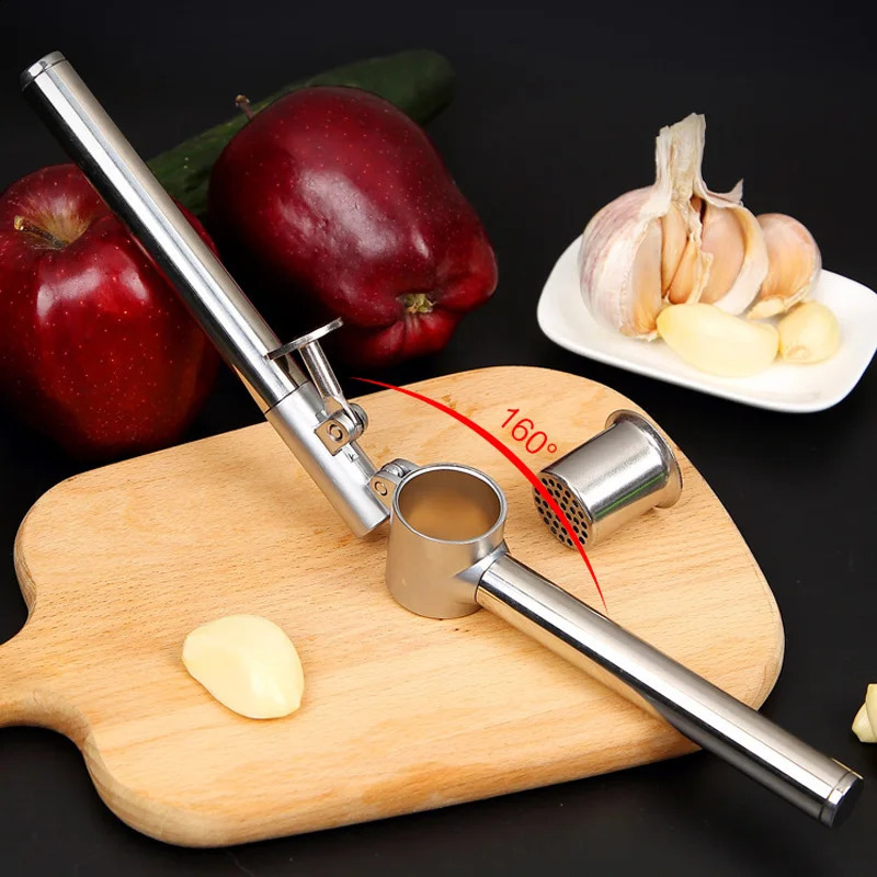 Stainless Steel Garlic Press Hand Garlic Masher Food Crusher Ginger Mud Squeezer Vegetables Chopping Cutter Kitchen Tools 240812