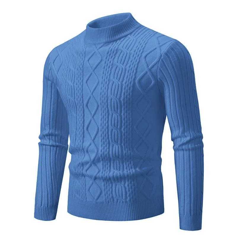 Autumn and Winter O-neck Pullover Warm Solid Color Mens Plaid Sweater Slim Jumper Mens Knitwear Warm Casual SweaterXJ240814