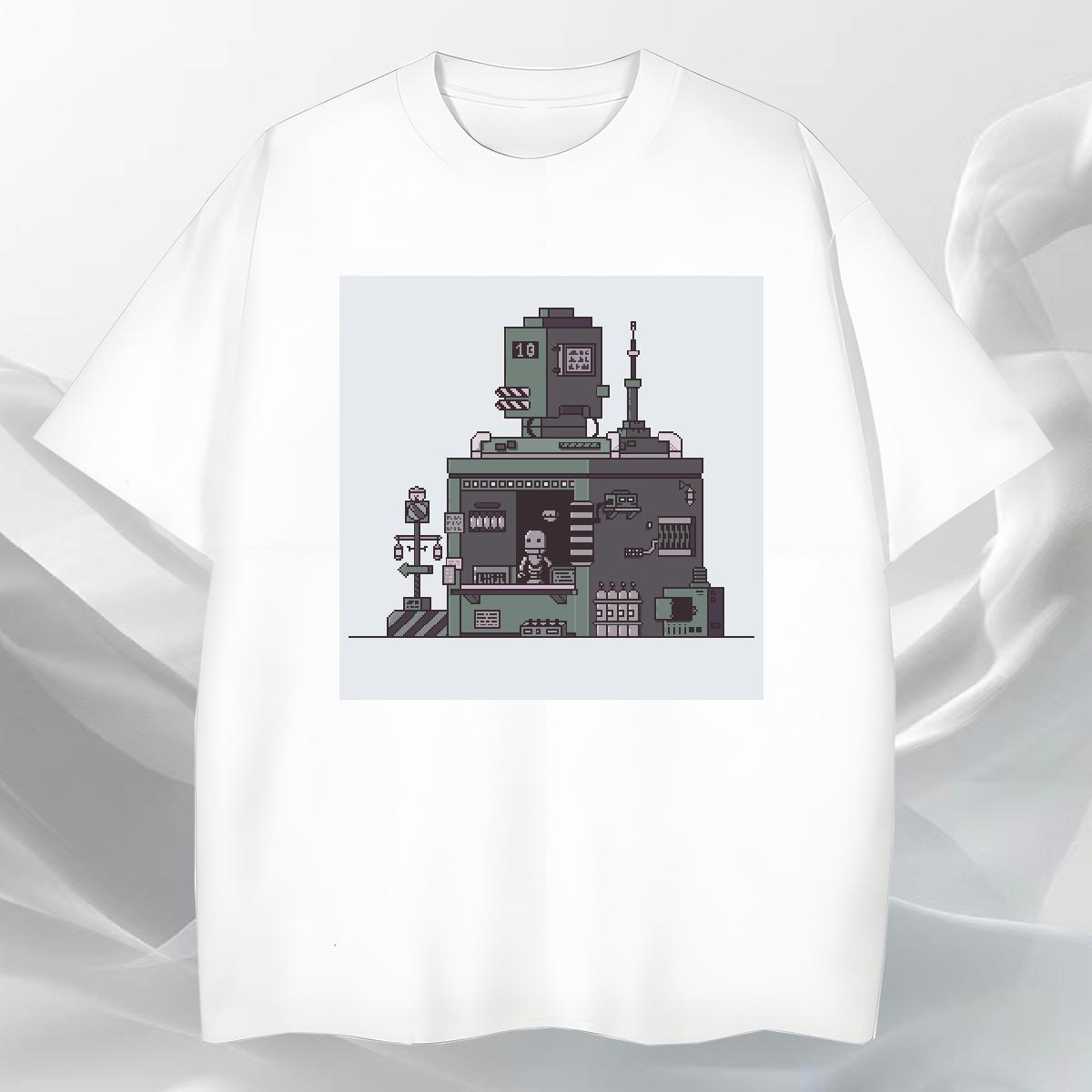 Cool Design Couples T Shirts Hip Hop Street 100% Cotton 230g DIY Logo Oversized Round Neck Short Sleeve robot T shirt 2024 DIY Polos