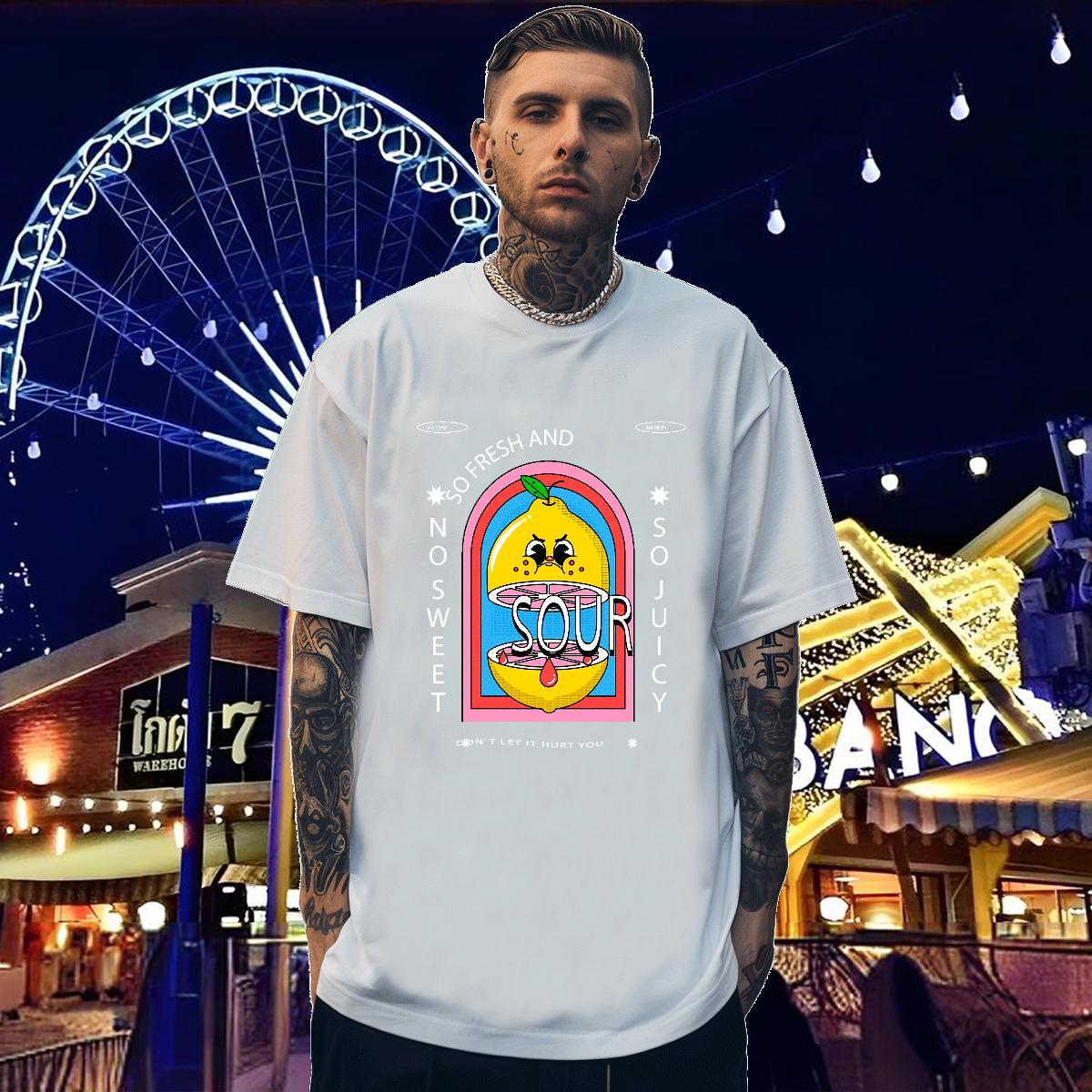 T shirt 230g 100% Cotton painting Hip Hop O-Neck Short Sleeve Oversized 3XL 4XL Men Tshirts Designer Fashion High Quality Tops Tees