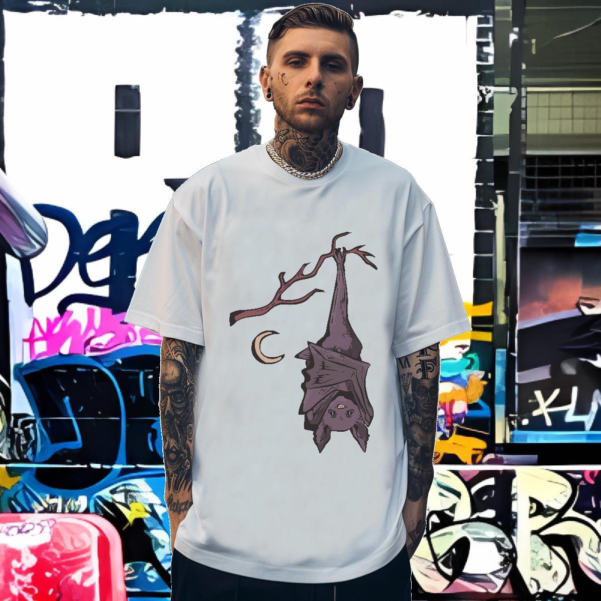 High Quality Mens T Shirts bat Crew Neck Hip Hop Street Plus Size Custom 230g Cotton Men Clothes T-Shirt Factory Direct Wear