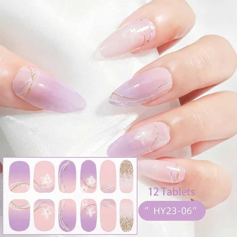 12 Tips Gel Nail Sticker Foil Glittering Nail Art Stickers Self-Adhesive Simple Gel Full Nail Wraps DIY Nail ArtXJ240814