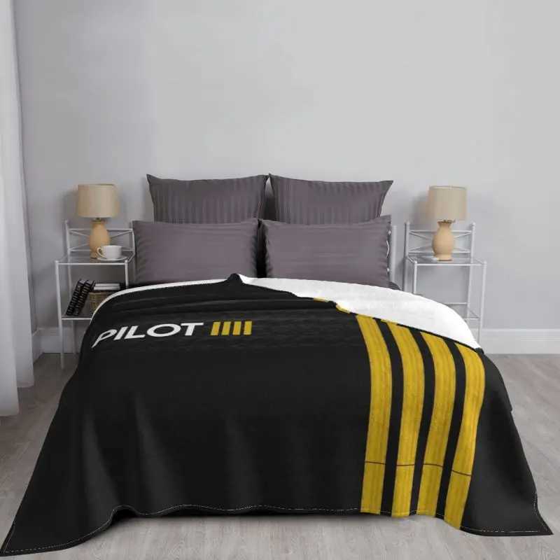 Pilot Captain Stripes Blanket Soft Fleece Spring Flannel Aviation Airplane Aviator Throw Blankets for Sofa Home Bedroom Quilt Y240815