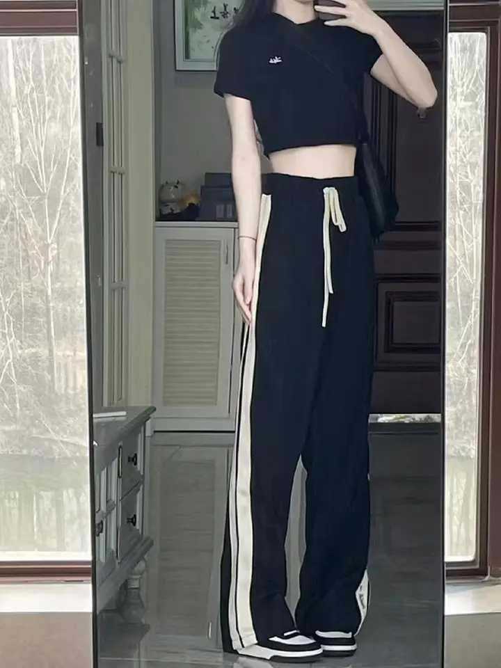 2024 Hip Hop High Street Slacks Mens Summer Heavy duty Straight Leg Track Pants FULly Matched Wide Leg PantsW240725