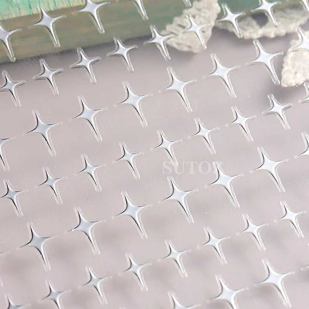 3D Star Nail Stickers Holographic Silver Chrome Star Nail Decals Shiny Bronzing Sliders Japanese Style Y2K Manicure LEBSO-170XJ240814