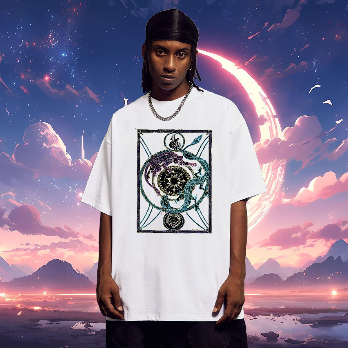 T-Shirts 100% Cotton 230g religion Casual Beach Breathable Short Sleeve DIY Printed Men Tees 2024 Loose Clothes