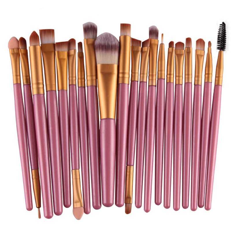 20 pieces of makeup brush set Professional plastic handle Soft synthetic hair powder Basic eye shadow makeup brush Cosmetics W240814