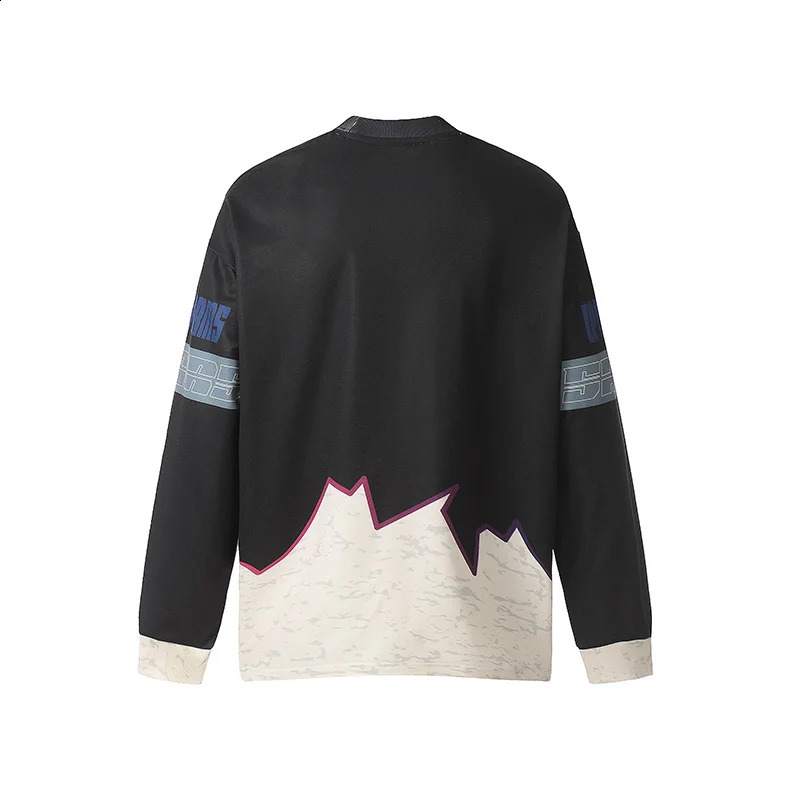 Purple Black Blocked Tears Tshirt Mens Hip Hop 100% Cotton Top Classic Printed Long Sleeve 240815