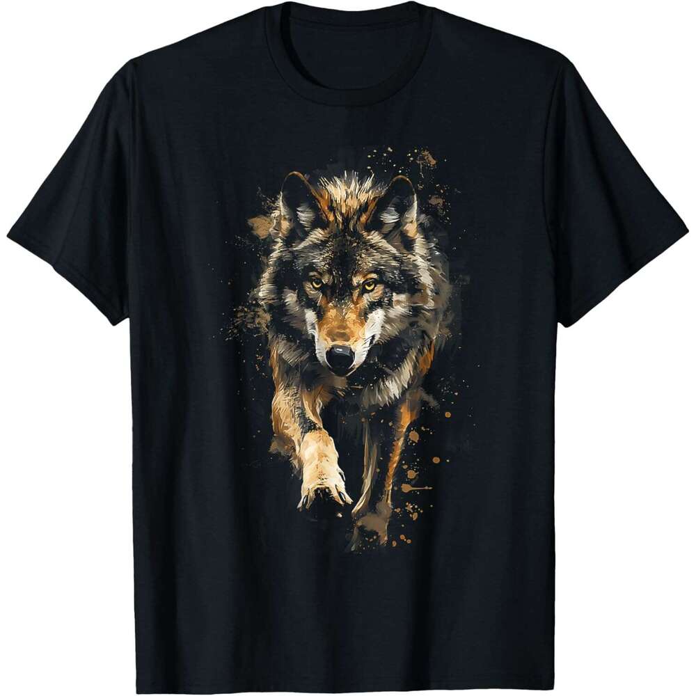 T shirt for Mens Oil Painting Of Wolf Running Gifts Funny Graphic Tees T-Shirt Shirts Tshirt Graphic Tee Casual Tops Clothes Short sleeve