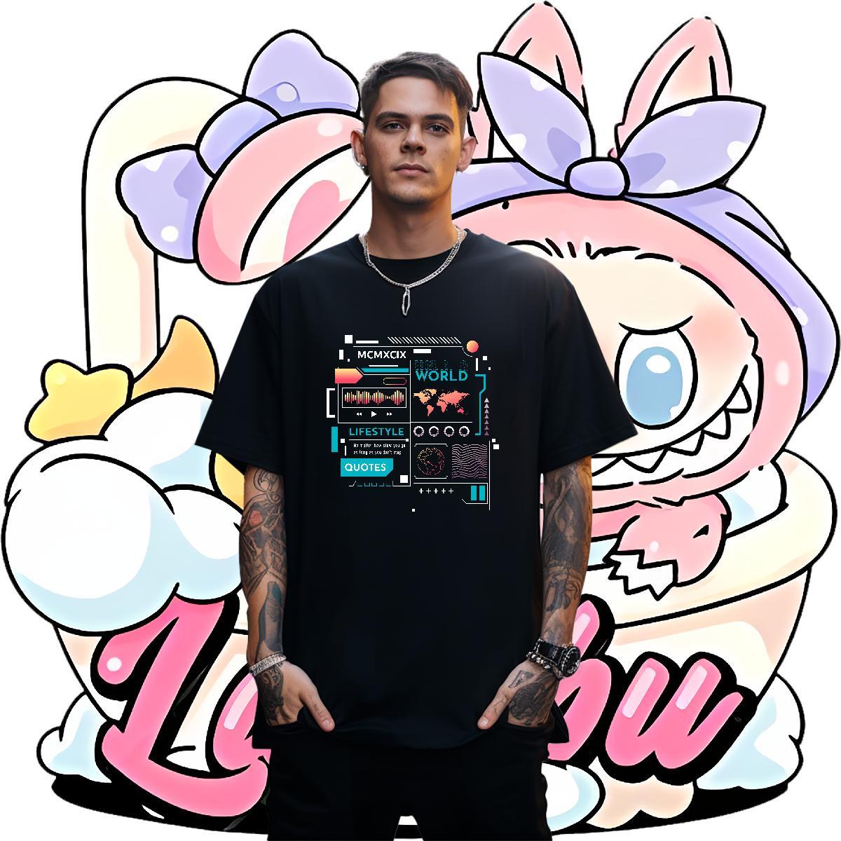 Comfortable Men Tshirts Street Casual 230g 100% Cotton Asian Size Breathable letter T Shirt For Man Classic Casual Top Tees