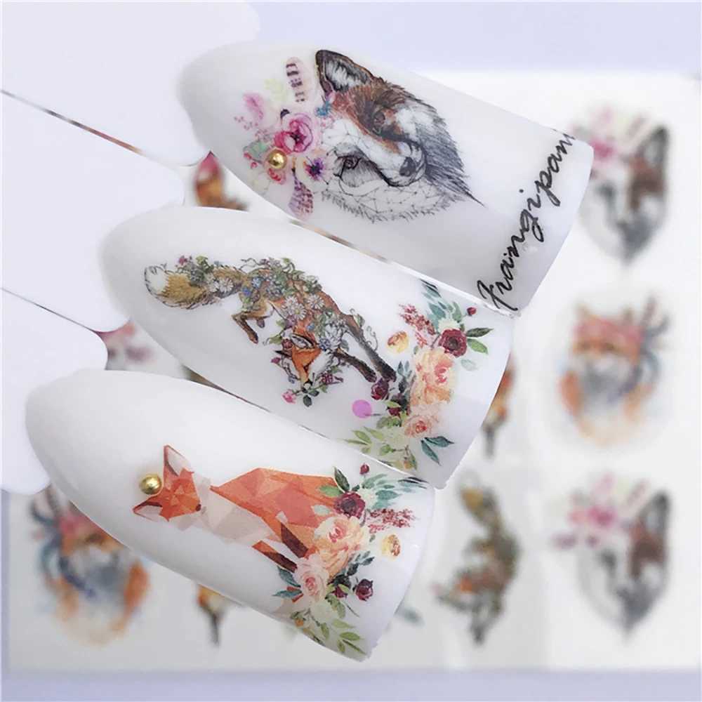 Nail Sticker Wolf Stickers Sliders For Nails Summer Full Nail Design Decorations Water Decals Animal Transfer Childrens SliderXJ240814