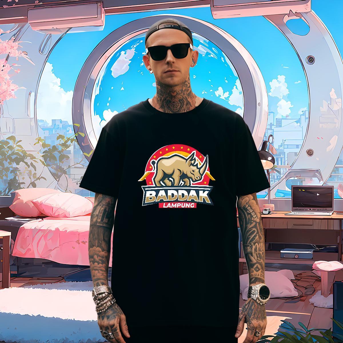 T-Shirts 230g Pure Cotton rhinoceros Street wear Hip Hop Crew Neck Black Oversized Tshirts 2024 Summer Cool Tee Shirt