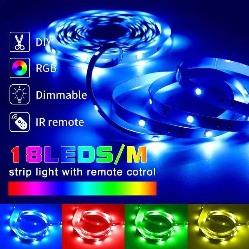 16.4-100FT RGB LED Light Strips For Bedroom SMD5050 Music Sync WiFi App Control DC12V RGB LED Strip Color Changing Rope Lights CL240815