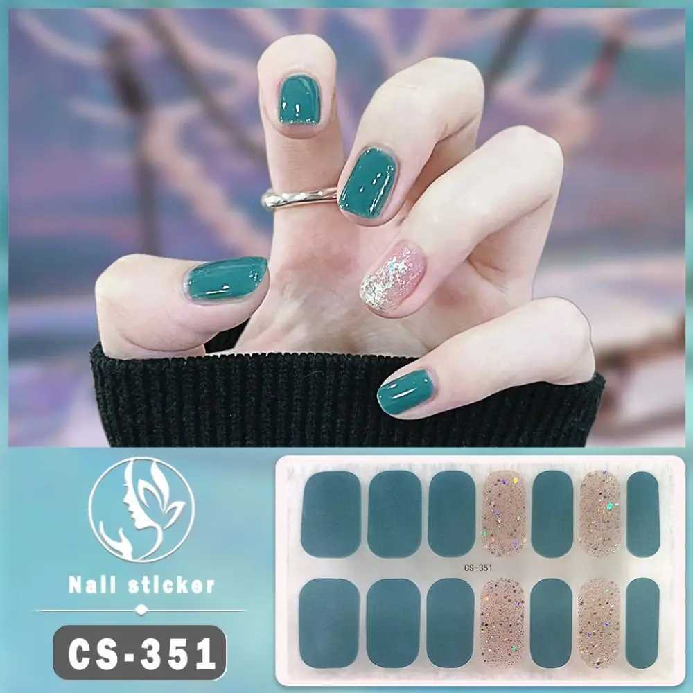 1 Sheet Foil Gel Nail Stickers Self-Adhesive Glittering Gel Full Nail Wraps Semi Cured Simple French Manicure Decal Nail MakingXJ240814