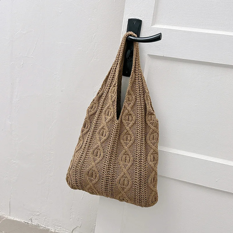 Shoulder Bags Fashion Casual Crochet Shopping Tote For Women Hollow Out Knitted Beach Bag Large Capacity Handbags 240814
