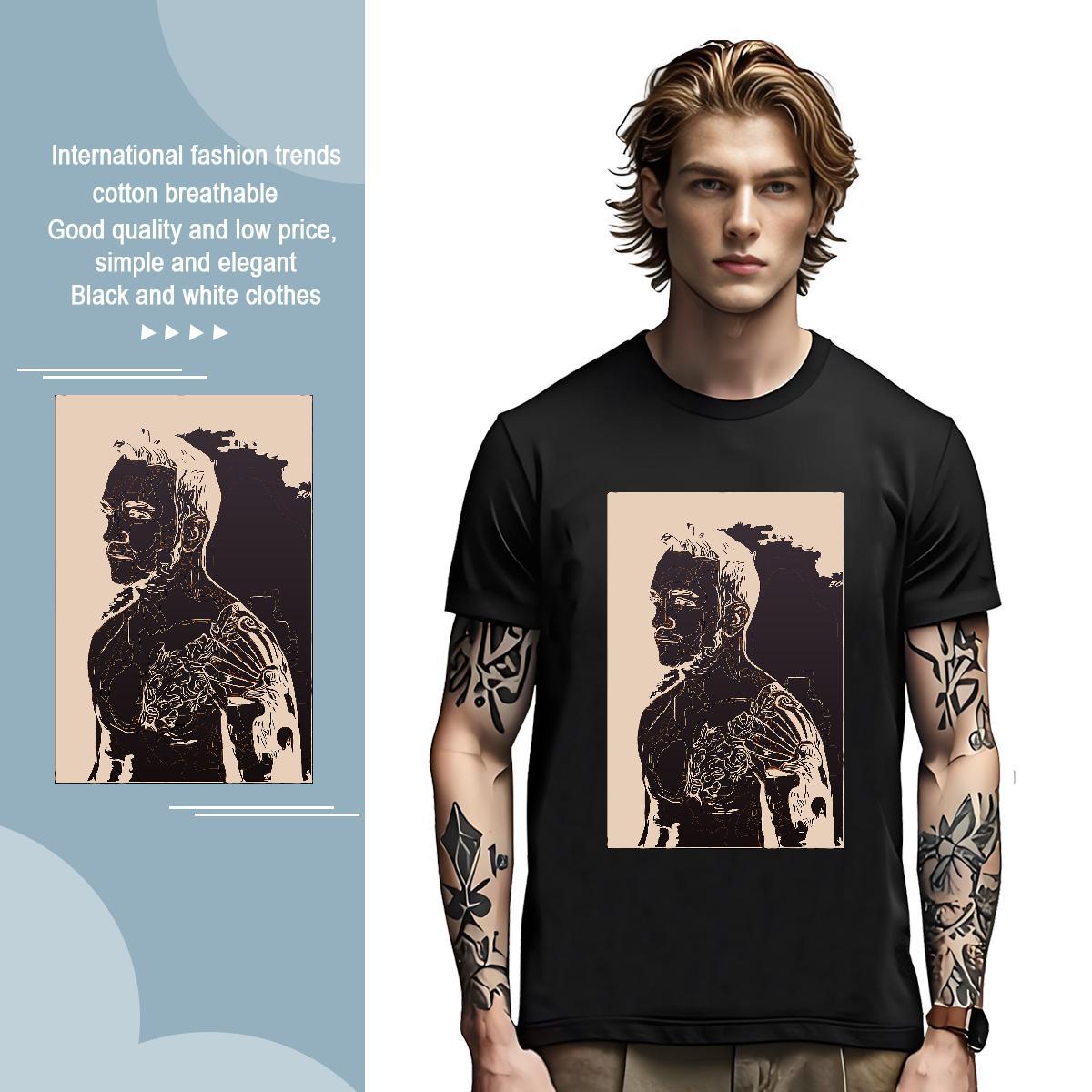 T-Shirts 100% Cotton 230g portrait Anime Printing Street Breathable Short Sleeve Skull Men Tees Designer Fashion Brand Tees Shirts