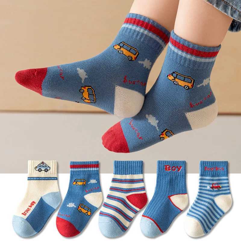 5 pairs of childrens socks cartoon spring autumn animal childrens socks girl cute boy toddler socks 1-12 years old W240814
