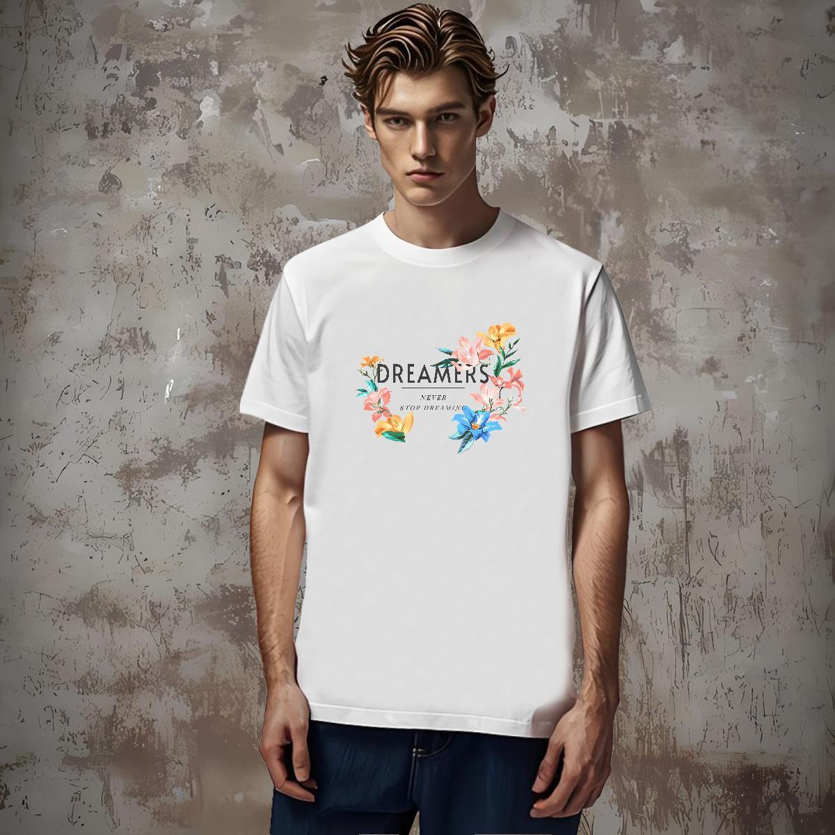 TOP Quality flower T shirt Daily Wear Men Tops Tees 230g 100% Cotton DIY Customized Short Sleeve Soft Customized Print Top Tees
