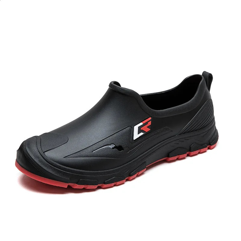 Fashion mens low top outdoor anti slip soft sole low cut rain boots kitchen work rubber shoes mens rain boots 240821