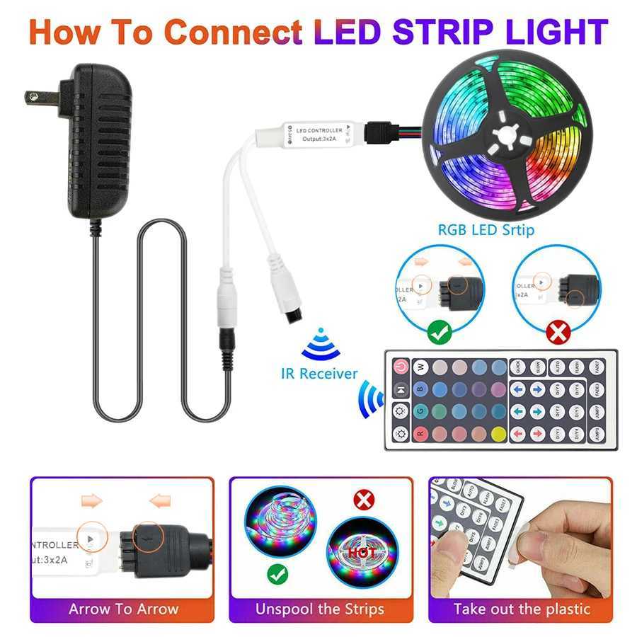 16.4-100FT RGB LED Light Strips For Bedroom SMD5050 Music Sync WiFi App Control DC12V RGB LED Strip Color Changing Rope Lights CL240815