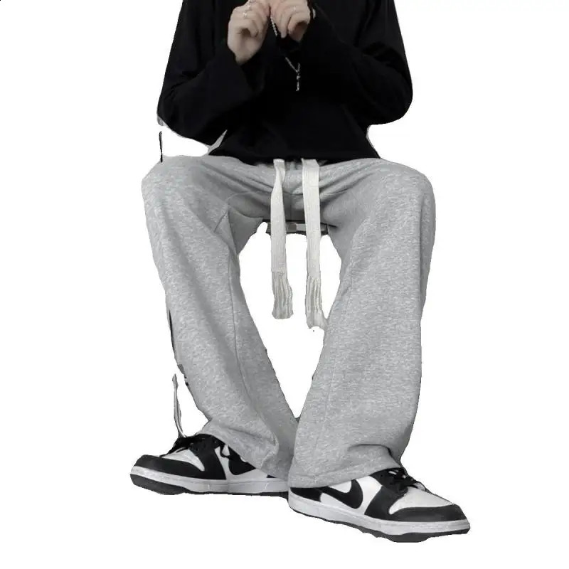 M-5XL Plus Size Mens Joggers Pants Streetwear Casual Jogging Bottom Loose Fit Sweat Pants ElasticWaist with Drawstring Trousers 240815
