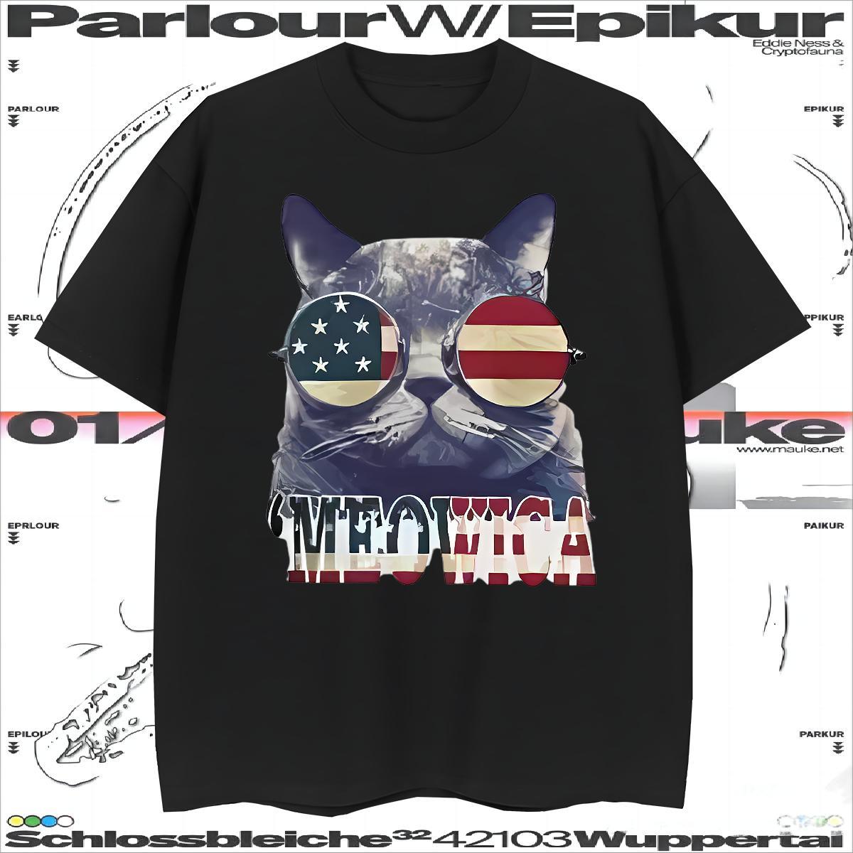 Cool T shirt cat Breathable Short Sleeve Hip Hop Skull 230g Cotton Men Tops Tees Fashion Design Polos