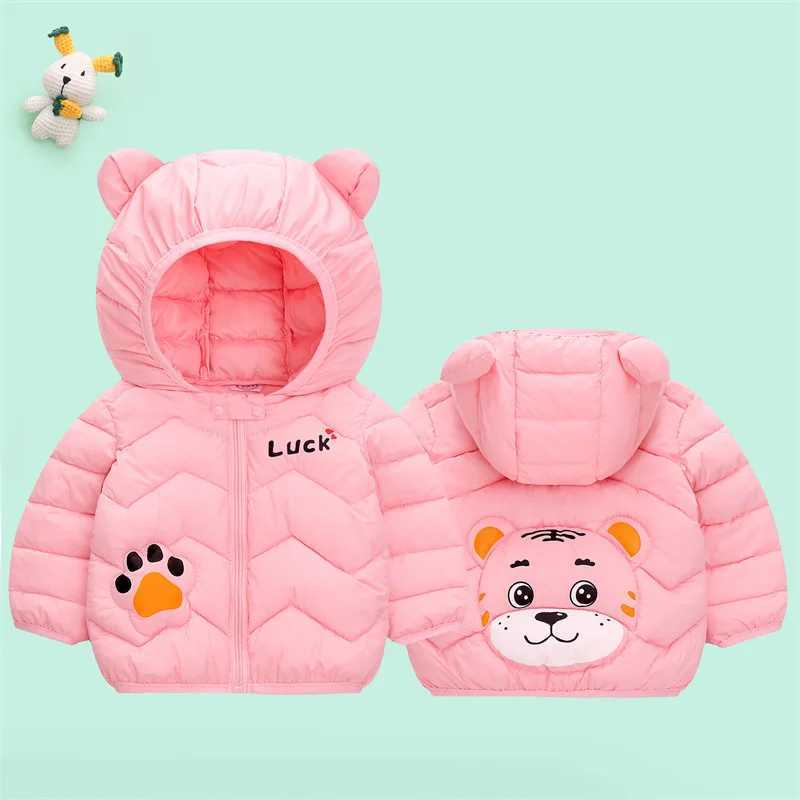 Childrens warm cotton apron jacket girl boy cartoon animal tiger jacket cute thick ear hooded jacket 1 2 3 4 5 years old W240814