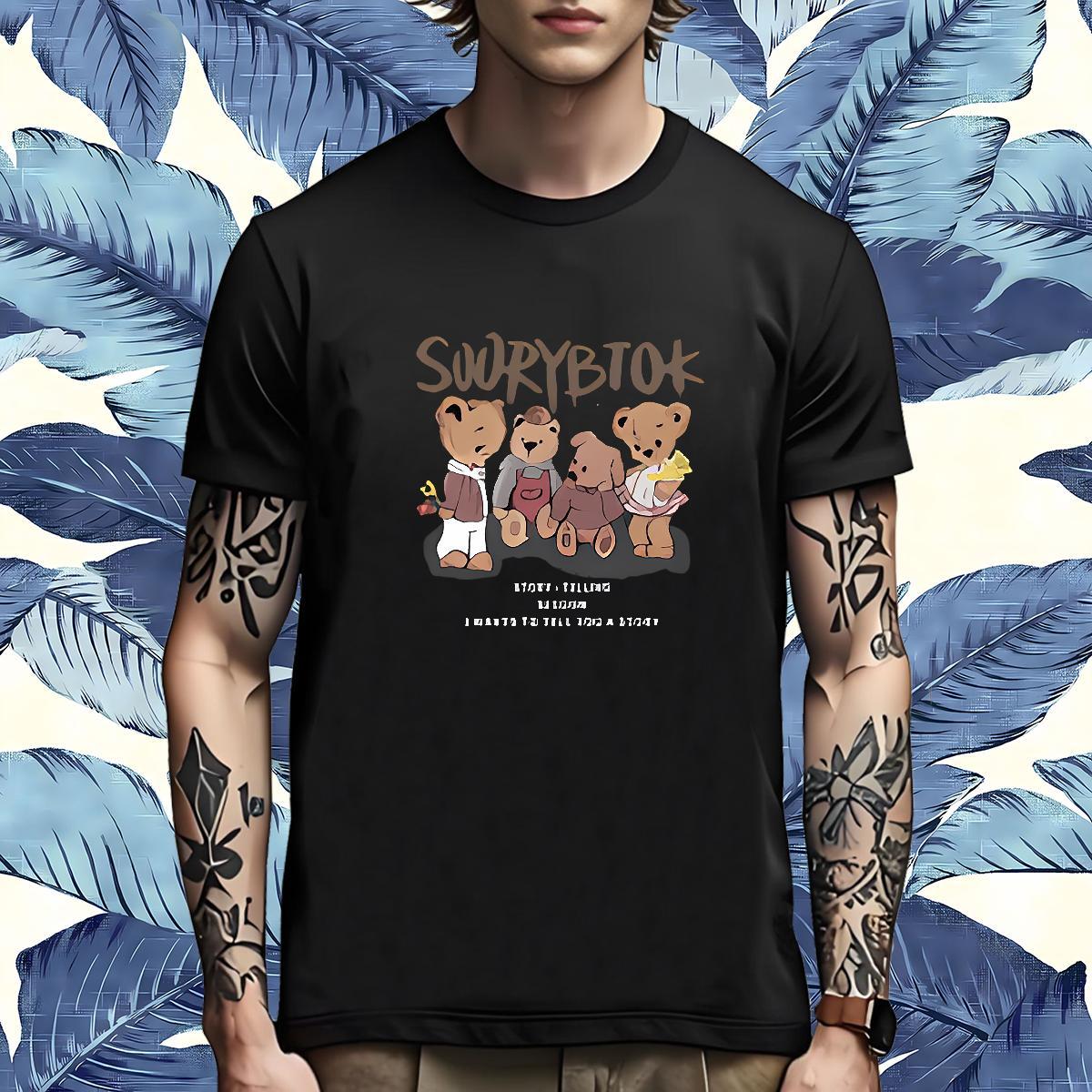 Brand T-Shirts bear Short Sleeve Soft Street Wear Cartoon Printing L-4XL 100% Cotton 230g Tshirt for Man Woman Factory Direct Clothings