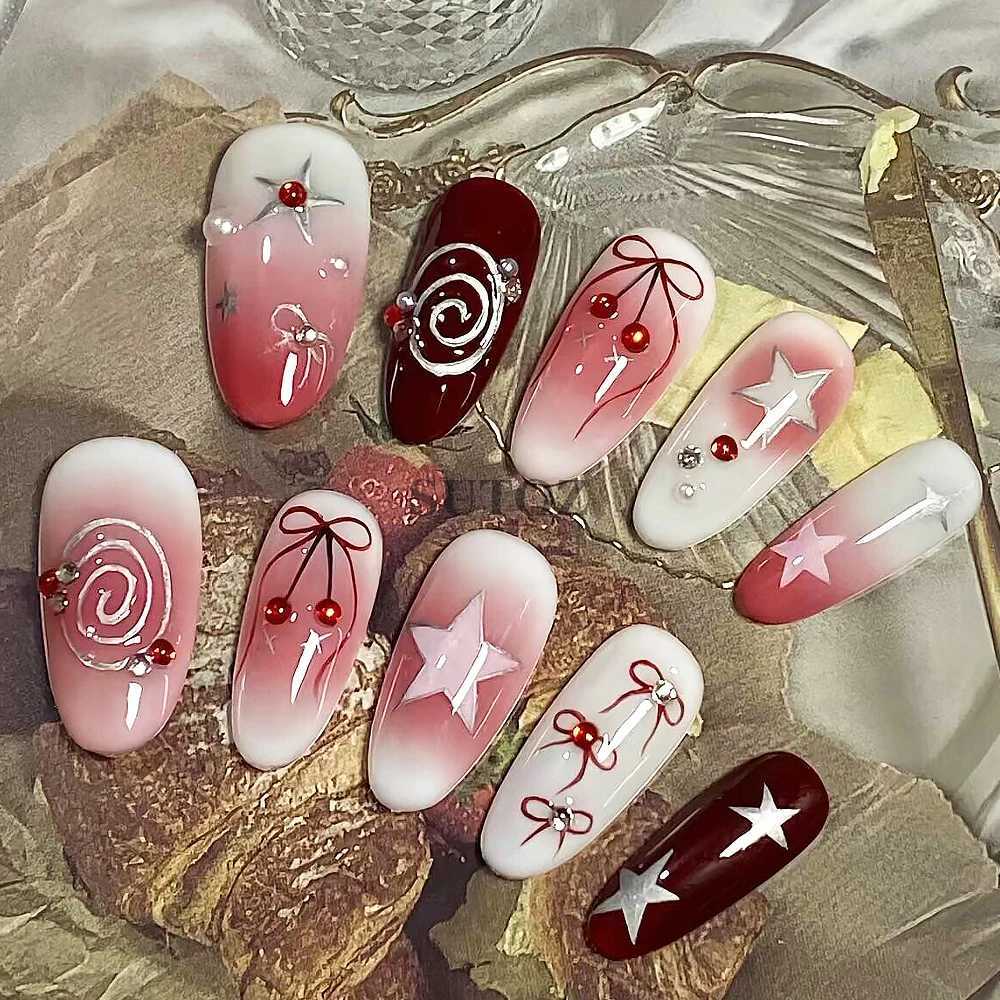 5D Embossed Nail Stickers Cherry Bow Star Nail Sliders Y2K Butterfly Decals Acrylic Design Manicure Art Deco Supplies LEBJI-5D98XJ240814