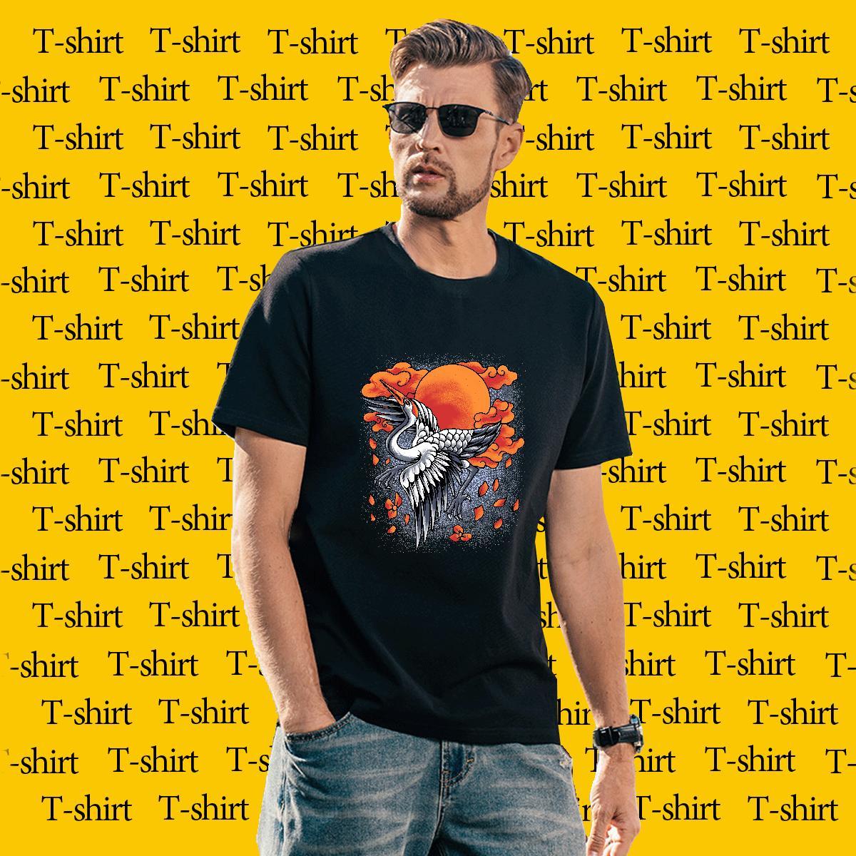 Comfortable T shirt eagle O Neck Short Sleeves Home Outdoor Cartoon Print 230g Cotton Men Tops Tees Fashion Designer Polos