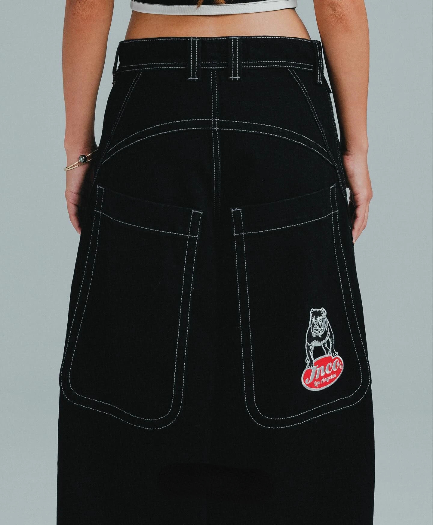 JNCO Big Rig Embroidery Baggy Black Jeans for Men Women Vintage Streetwear Big Pockets Straight Wide Leg Denim Pants Y2k 240815