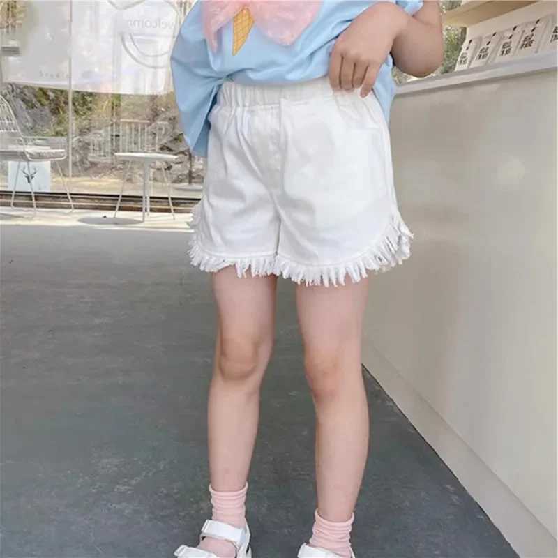 Summer fashion colorful summer trend pants suitable for small fashionistas denim shorts suitable for girls 3-12 W240813
