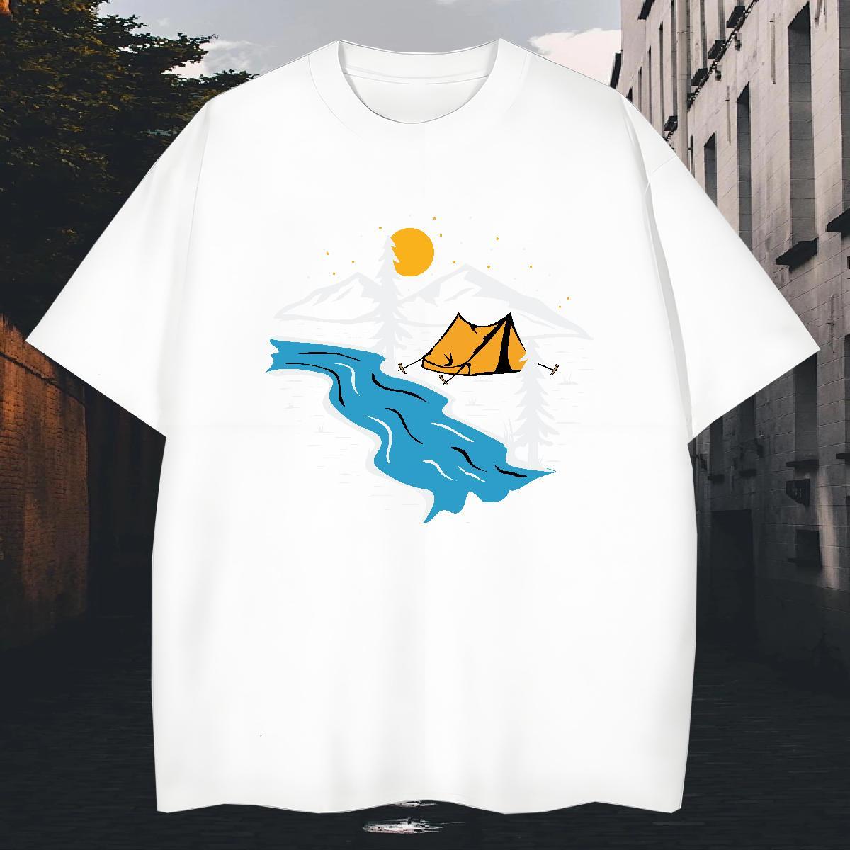 Soft Couples T Shirts Street Casual 230g Cotton Custom Big Size Breathable Crew Neck mountains Man T Shirts Designer Fashion Tops