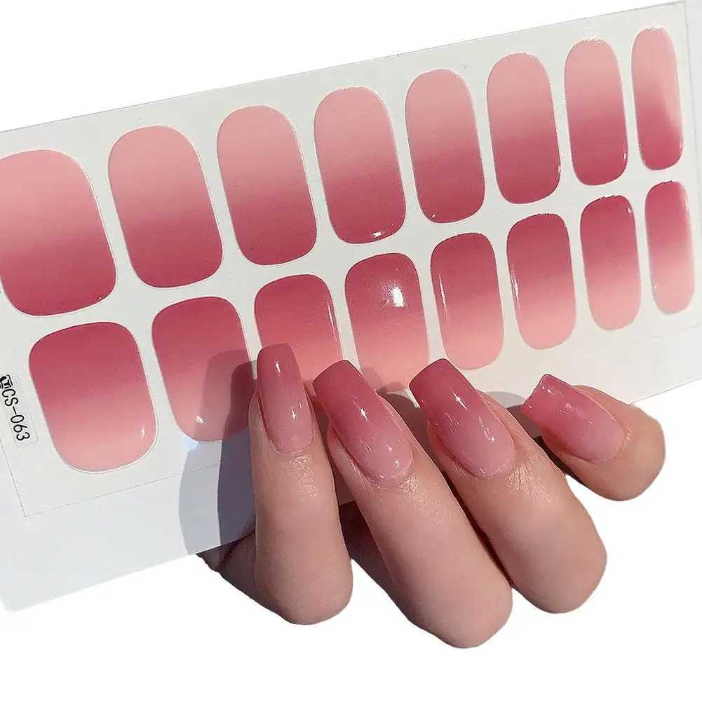 17Colors Hot Semi-cured Gel Nail Stickers Solid Color Nail Semi-baked Paste Decals UV Lamp Need Tips Full Nail for Women hotXJ240814