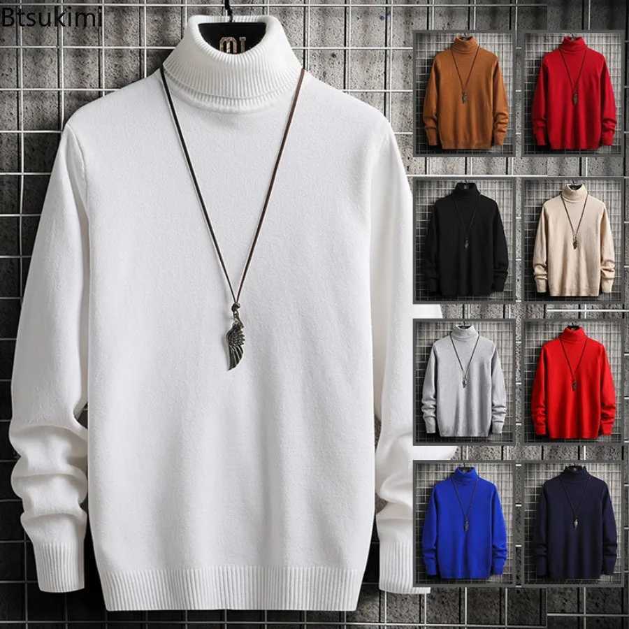 2024 Turtleneck Sweaters Mens Solid Pullovers Knitted Sweater High Collar Knitwear Pullovers Autumn Winter Warm Sweater for MenXJ240814