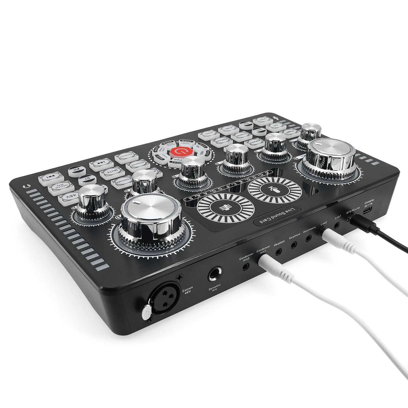 Live Studio Record Sound Card Bluetooth Compatible Microphone Mixer Voice Converter for Live Audio Mixer Podcast Karaoke B240815