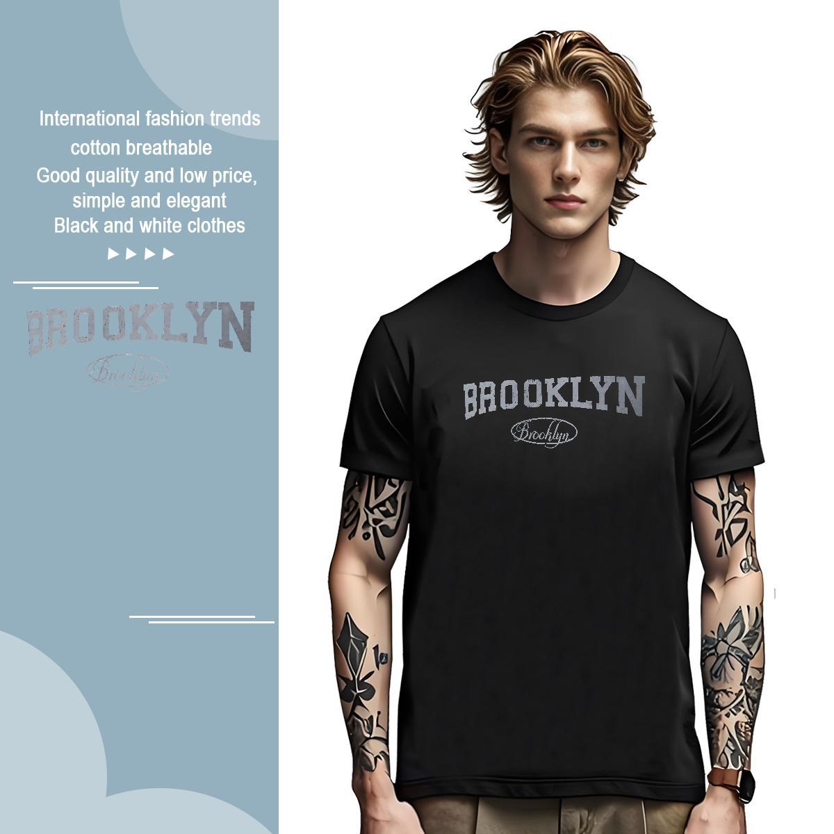 Popular Brooklyn T-Shirts Outdoor Tshirts 100% Cotton 230g 2024 Summer Breathable Short Sleeve Plus Size Cartoon Tee Shirt