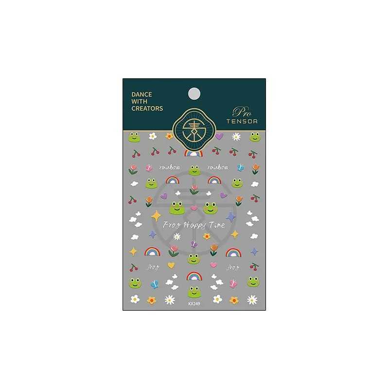 1pcs Cute Cartoon Nail Art Stickers 5D Embossed Frog Cherry Rainbow Self Adhesive Slider For Nails DIY Nail Charms Kawaii DecalaXJ240814