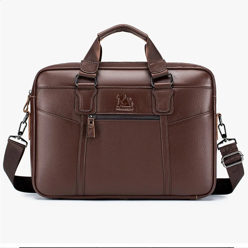 Genuine Leather Men Handbags Laptop Bags Male Business briefcase Travel Messenger Bags Mens Crossbody Shoulder Bag 240813