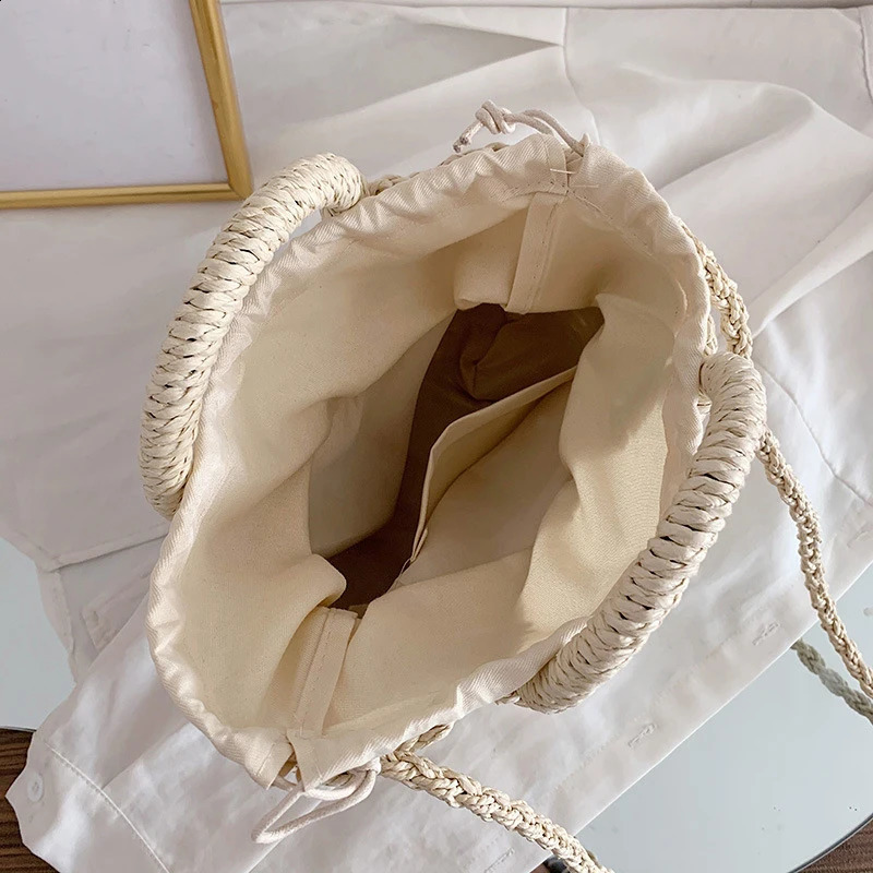 Handwoven Straw Rattan HalfMoon Beach Handbag Large Capacity Women Summer Hollow Out Crossbody Shoulder Bag 240814