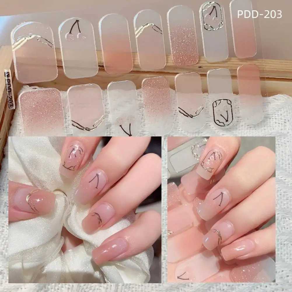 Nail Stickers Semi Cured uas gel Nail Strip Sticker Nail Gel Waterproof Lamp Gel Cured Decals Wraps Polish Nail G4Q6XJ240814