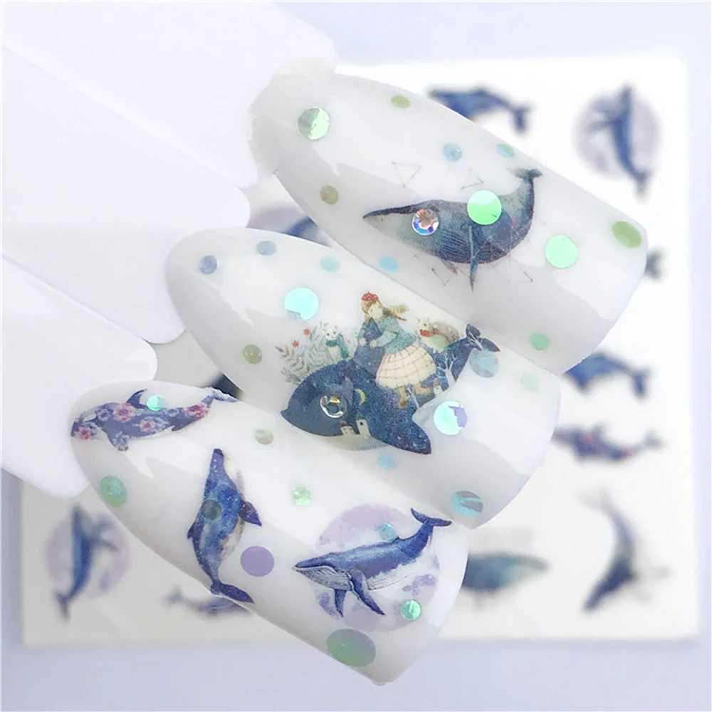 Nail Sticker Wolf Stickers Sliders For Nails Summer Full Nail Design Decorations Water Decals Animal Transfer Childrens SliderXJ240814