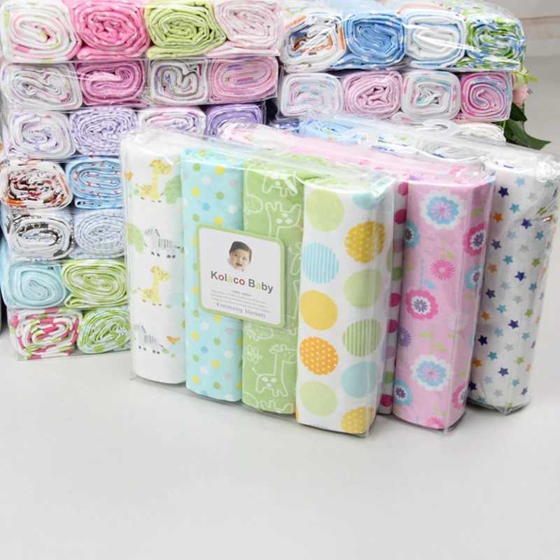 4 pieces flannel baby blanket swaddle set 76*76cm cotton cartoon soft and comfortable childrens blanket newborn quilt Y240815