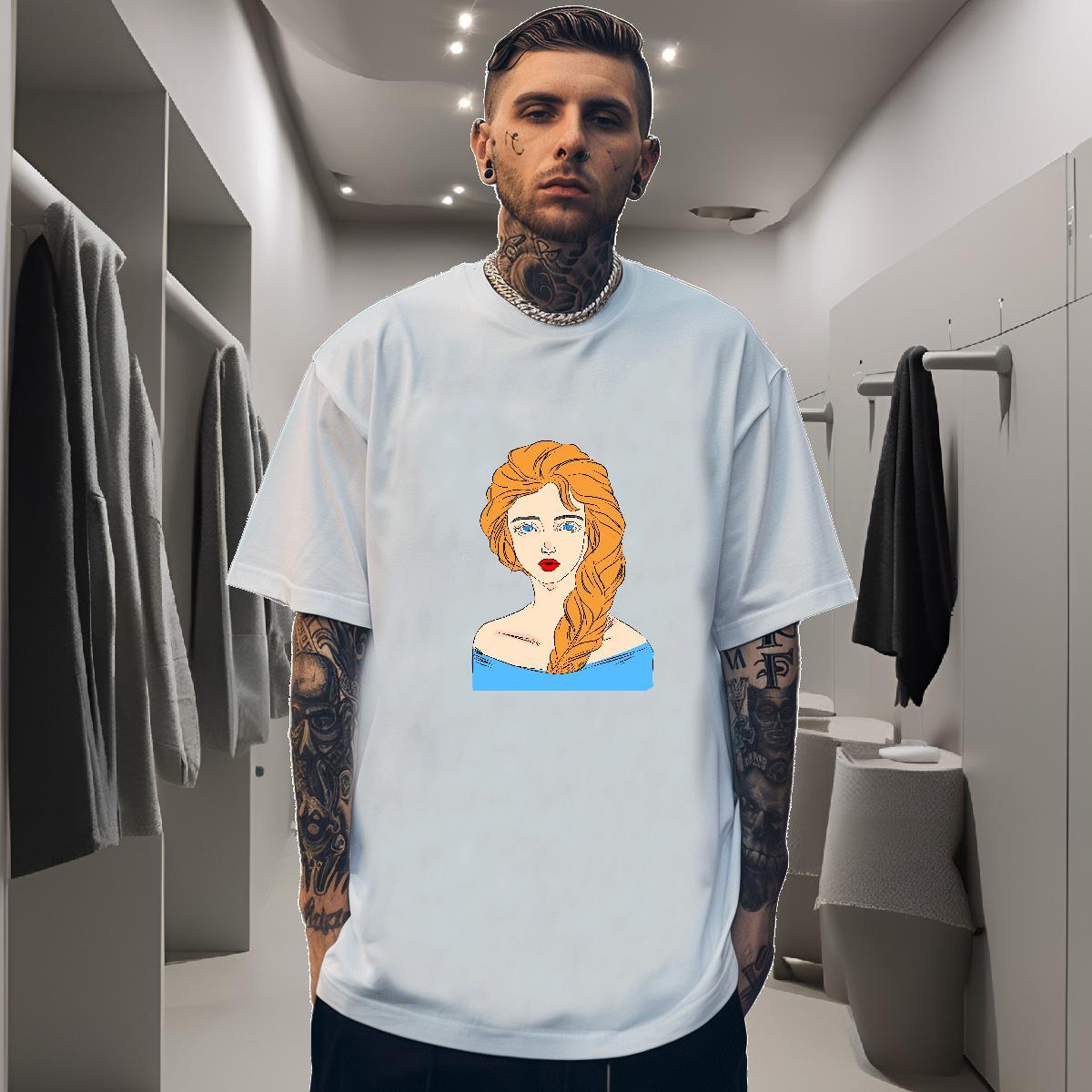 T Shirts Men 230g 100% Cotton portrait Daily Outfit Short Sleeve O-Neck Asian Size Tshirt for Man Woman Factory Direct Comfortable Clothes