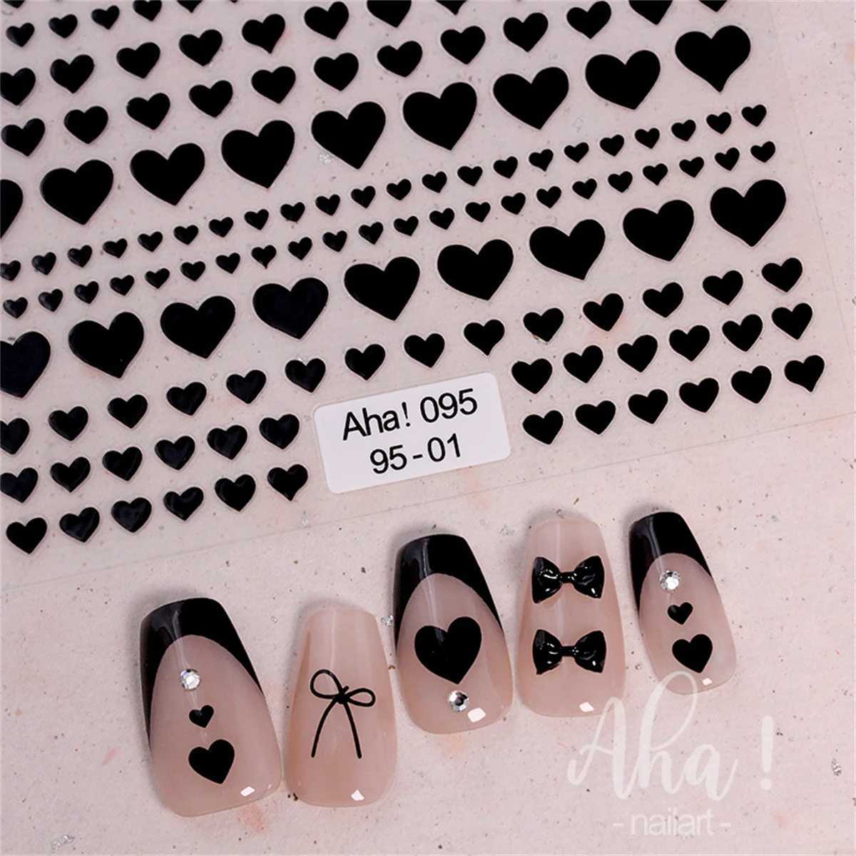 1pcs 3D Kawaii Heart Nail Art Stickers Colorful 3Sizes Love Self Adhesive Nail Decorations Slider Decals DIY Manicure SuppliesXJ240814